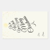 アイボリーのクリスマスツリーの贈り物 長方形シール (正面)