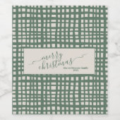 アイボリーのクリスマス セージグリーンの手描き ワインラベル (シングルラベル)