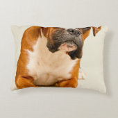 アイボリーのクリーム色の背景幕のボクサーの子犬 アクセントクッション (裏面)