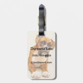 アイボリーのクリーム色の背景幕のボクサーの子犬 ラゲッジタグ (裏面縦)