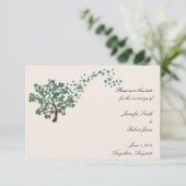 アイボリーのグリーンハートツリー　セーブ・ザ・デート 招待状 (スタンド正面)