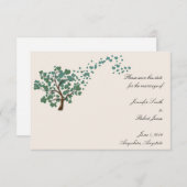 アイボリーのグリーンハートツリー　セーブ・ザ・デート 招待状 (正面/裏面)
