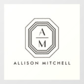 アイボリーのスタックモノグラムロゴ(アートデコスタイル) ウィンドウサイン (シート)