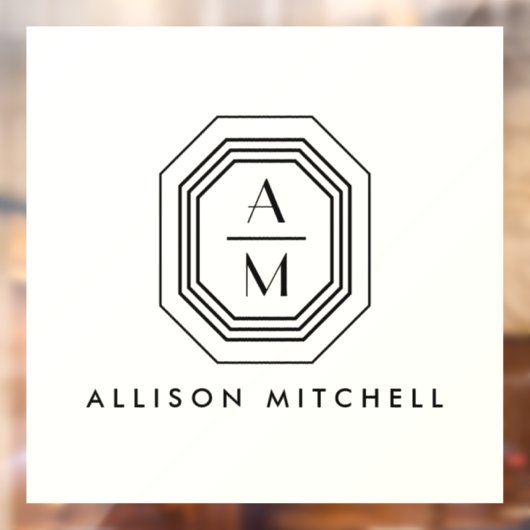 アイボリーのスタックモノグラムロゴ(アートデコスタイル) ウィンドウサイン (シート2)