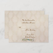 アイボリーのダマスクとデイジー　出欠返信 招待状 (正面/裏面)