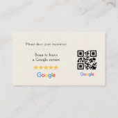 アイボリーのニュートラルなGoogleレビューQRコード 名刺 (裏面)