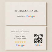 アイボリーのニュートラルなGoogleレビューQRコード 名刺