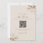 アイボリーのバラのQRコード 結婚式 写真共有テーブルサイン (正面)