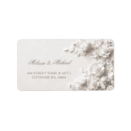 アイボリーのバラ 3D フラワー | 結婚式 ラベル