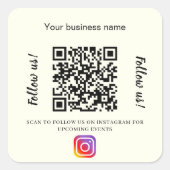 アイボリーのビジネス名QRコードInstagram スクエアシール (正面)