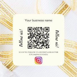 アイボリーのビジネス名QRコードInstagram スクエアシール