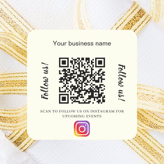 アイボリーのビジネス名QRコードInstagram スクエアシール