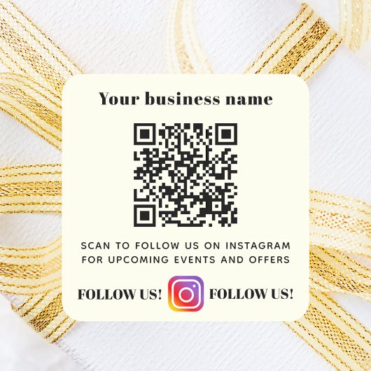 アイボリーのビジネス名QRコードInstagram スクエアシール