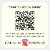 アイボリーのビジネス名QRコードInstagram スクエアシール (正面)