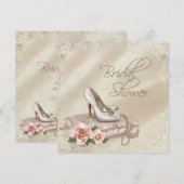 アイボリーのブライズシャワー 招待状 (正面/裏面)