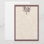 アイボリーのプラムハートの文房具 便箋 (正面/裏面)