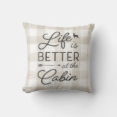 アイボリーのプレイド生活はキャビンの方が良い クッション (正面)