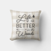 アイボリーのプレイド生活は森の中で良い クッション (正面)