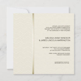 アイボリーのモダンな手頃のシェブロンの微妙なベージュ色 招待状