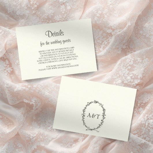 アイボリーのラスティックリースの結婚式同封カード エンクロージャーカード