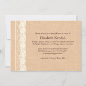 アイボリーのレースおよびバーラップのベビーシャワーの招待状 招待状 (正面)