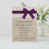 アイボリーのレースおよびバーラップの一見のプラム調節カード エンクロージャーカード (スタンド正面)