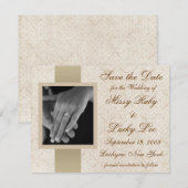 アイボリーのレースのSave the Dateのお知らせ セーブザデート (正面/裏面)
