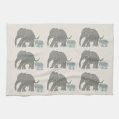 アイボリーの写実的な象のプリントのヴィンテージの灰色 キッチンタオル (横)