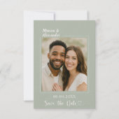 アイボリーの写真付きラグジュアリー結婚式Save the Date セーブザデート (正面)