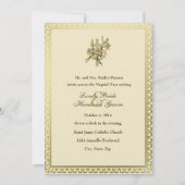 アイボリーの十字ユリのカトリック教徒の結婚式招待状 招待状 (正面)