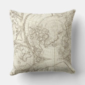 アイボリーの地図および貝殻のイラストレーションのシーライフ クッション (裏面)