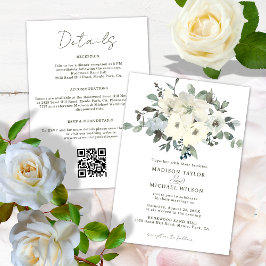 アイボリーの水彩フローラすべて結婚の 招待状