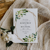 アイボリーの白いフローラジオメトリック保存の名刺 セーブザデート