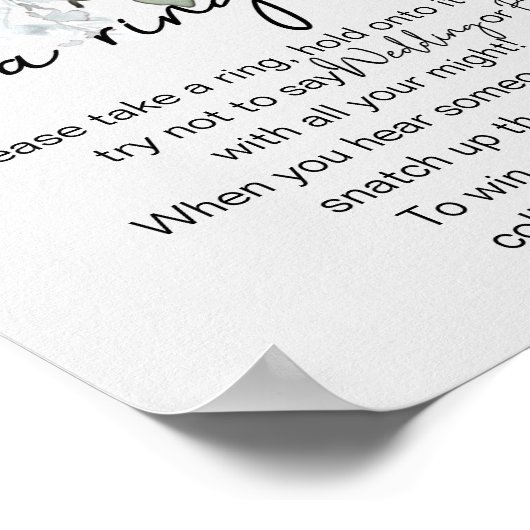 アイボリーの白いフローラItゲームにリングや輪を置く ポスター (角)