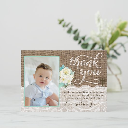 アイボリーの真新しい洗礼か第1聖餐のサンキューカード サンキューカード (スタンド正面)