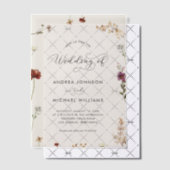 アイボリーの秋の野の花の秋の結婚式 ベラム紙招待状 (オフセット (招待状))