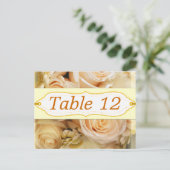 アイボリーの結婚バラ披露宴表の番号カード ポストカード (スタンド正面)