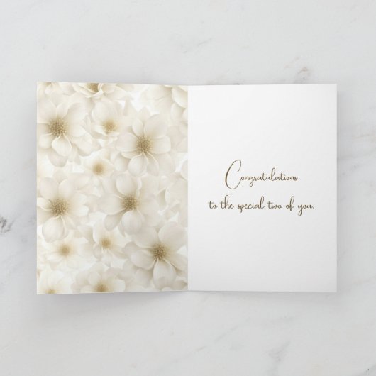 アイボリーの結婚花と宗教文字 カード (内部)