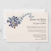アイボリーの結婚記念日 ブルーハートツリー 招待状 (正面)