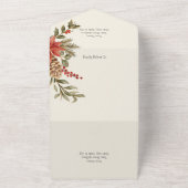 アイボリーの背景に赤とアイボリーのポインセチア オールインワン招待状 (外側)