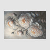 アイボリーの芍薬のデコパージュ 薄葉紙 (正面)