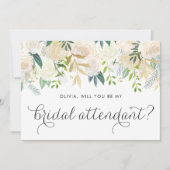 アイボリーの花が私のブライダル付き添い人 招待状 (正面)