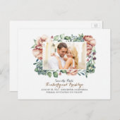 アイボリーの花と多肉植物の写真を保存 案内ポストカード (正面/裏面)