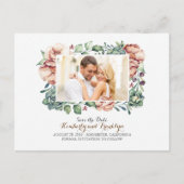 アイボリーの花と多肉植物の写真を保存 案内ポストカード (正面)