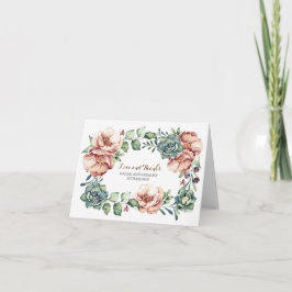 アイボリーの花と多肉秋感謝していyou サンキューカード