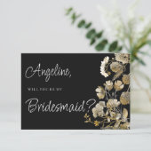 アイボリーの茶色の黒い野生の花の冬の花嫁メイド 招待状 (スタンド正面)