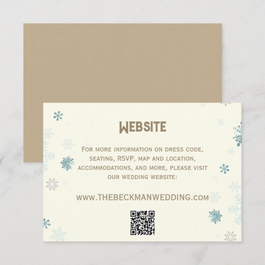 アイボリーの雪の結晶のディテール 冬の夢の国の結婚式 エンクロージャーカード (正面/裏面)