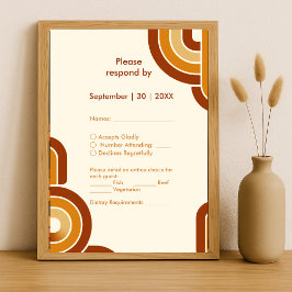 アイボリーはっきりしたレトロ1970結婚年代 出欠カード