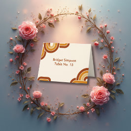 アイボリーはっきりしたレトロ1970s結婚のゲストカード サンキューカード