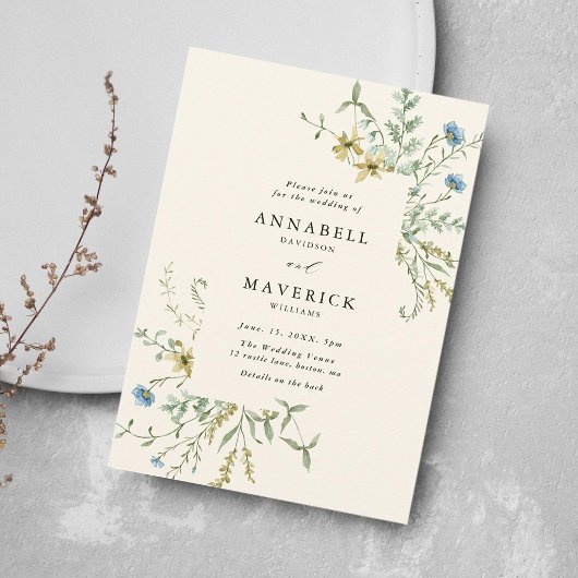 アイボリーは一つのデリケートな野結婚花の 招待状